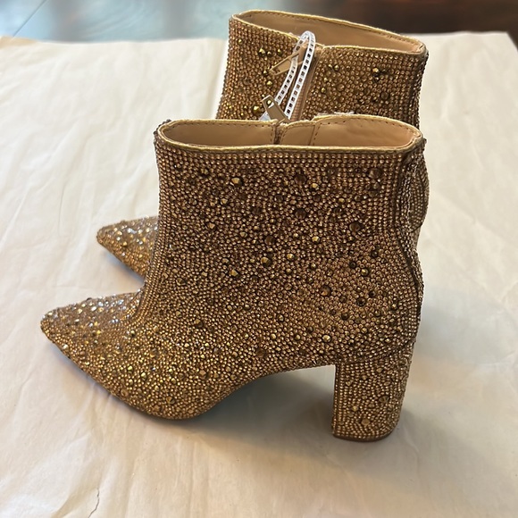 Blue by Betsey Johnson Cady Rhinestone Embellished Block Heel Booties - Picture 3 of 14